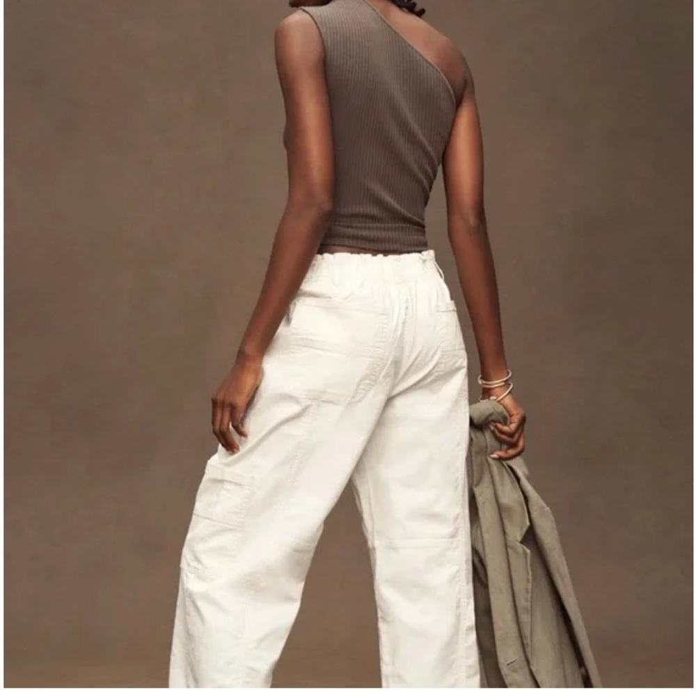 Anthropologie White Utility Cargo Pants - Picture 3 of 12